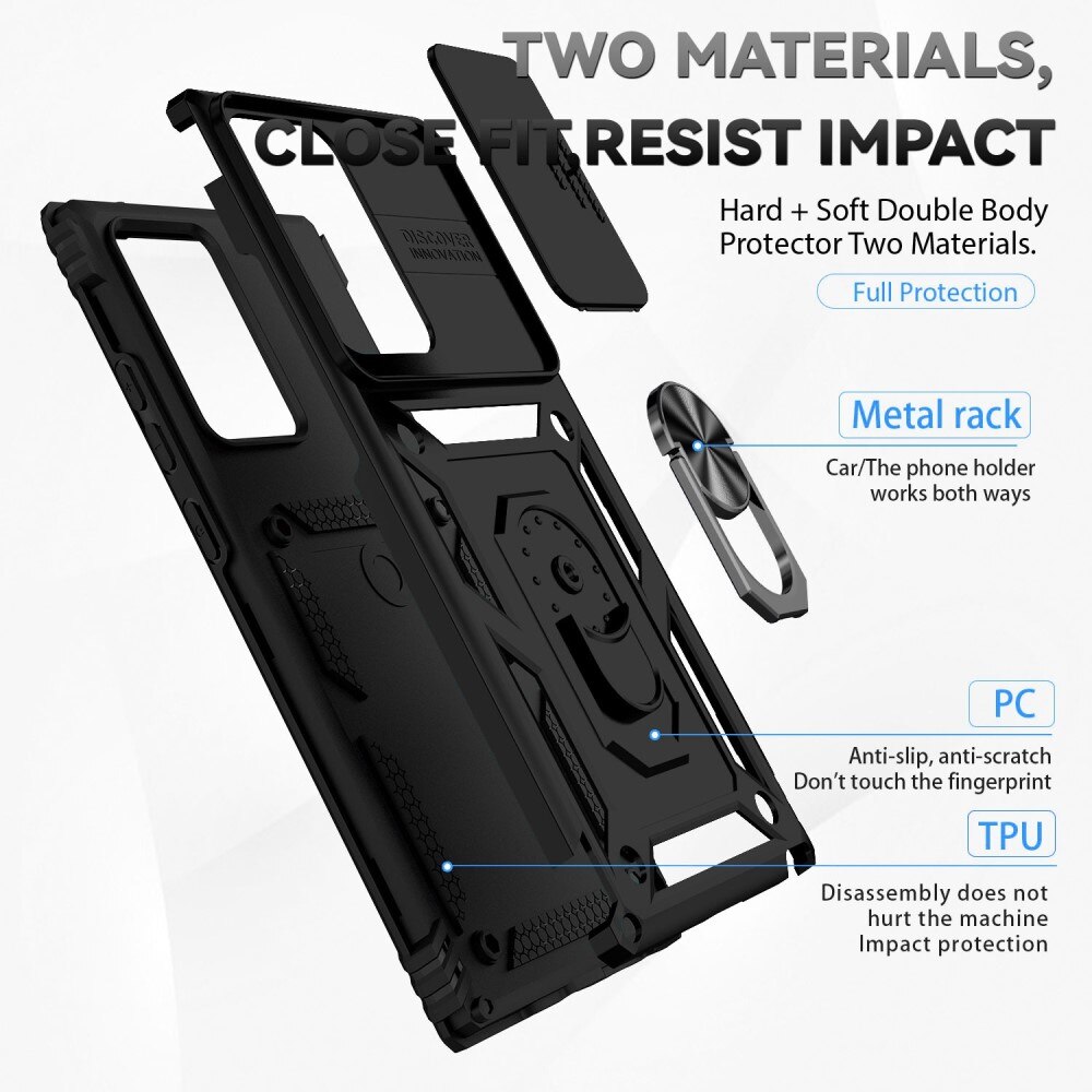 Coque Hybride Ring avec Protège Caméra Samsung Galaxy Note 20 Ultra, Noir