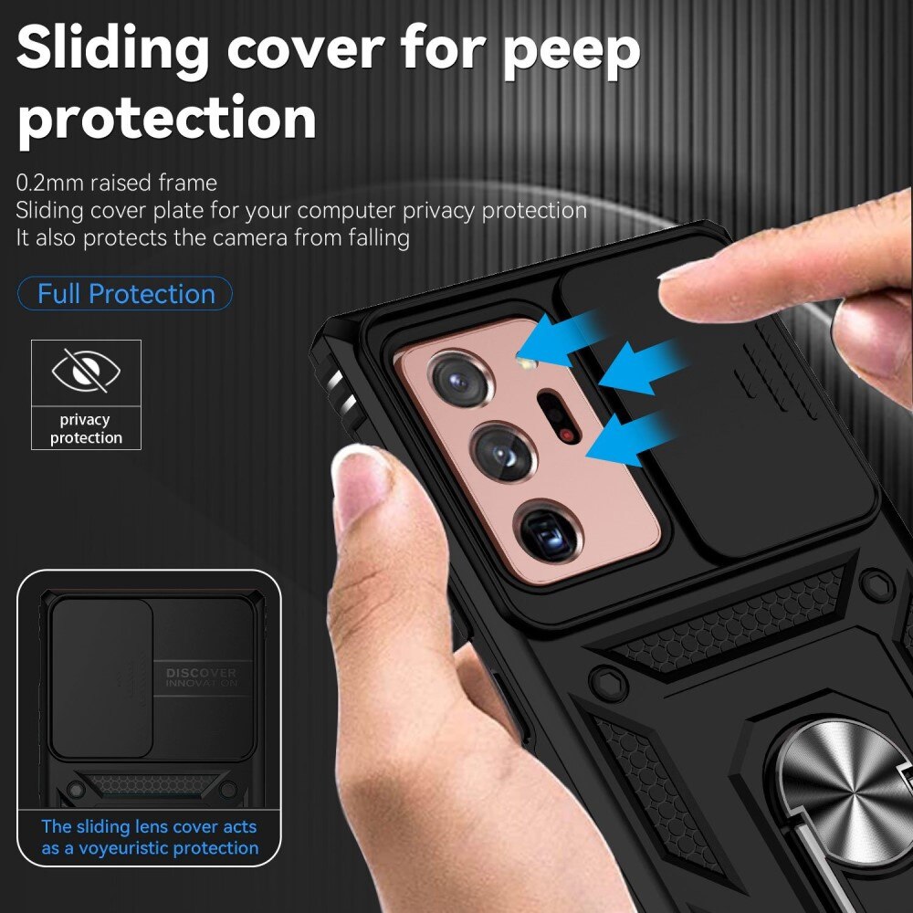 Coque Hybride Ring avec Protège Caméra Samsung Galaxy Note 20 Ultra Noir