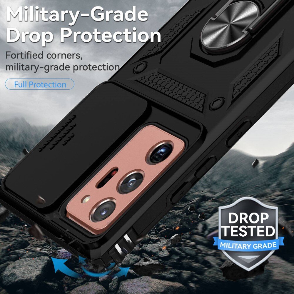 Coque Hybride Ring avec Protège Caméra Samsung Galaxy Note 20 Ultra, Noir