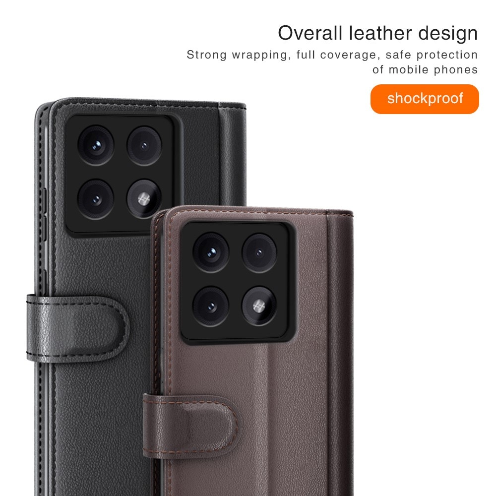 Étui en cuir veritable Xiaomi 14T, Noir