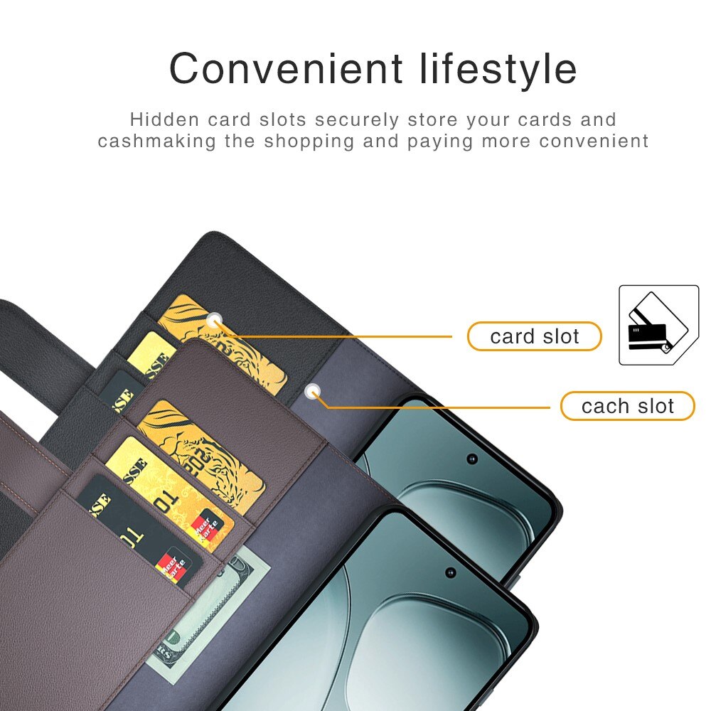 Étui en cuir veritable Xiaomi 14T, Noir