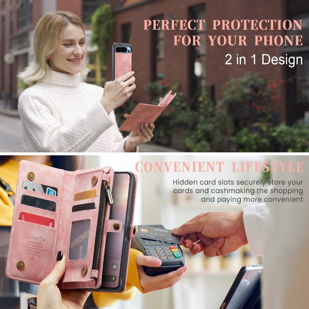 Étui portefeuille multi-cartes Google Pixel 9 Pro XL, Rose