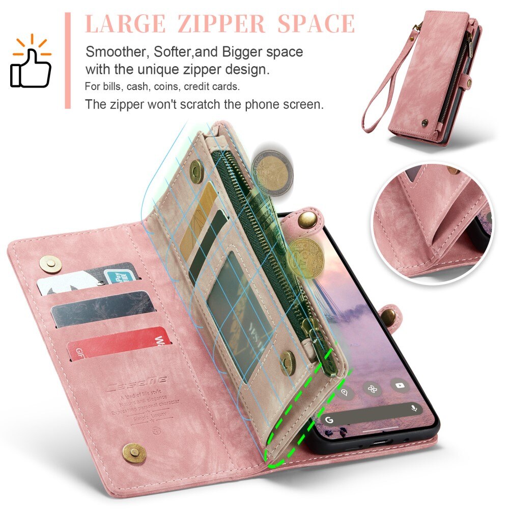 Étui portefeuille multi-cartes Google Pixel 9 Pro XL, Rose