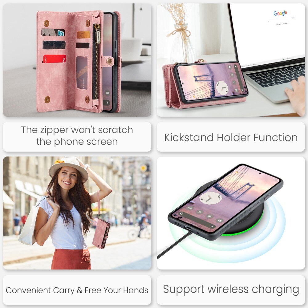 Étui portefeuille multi-cartes Google Pixel 9 Pro XL, Rose