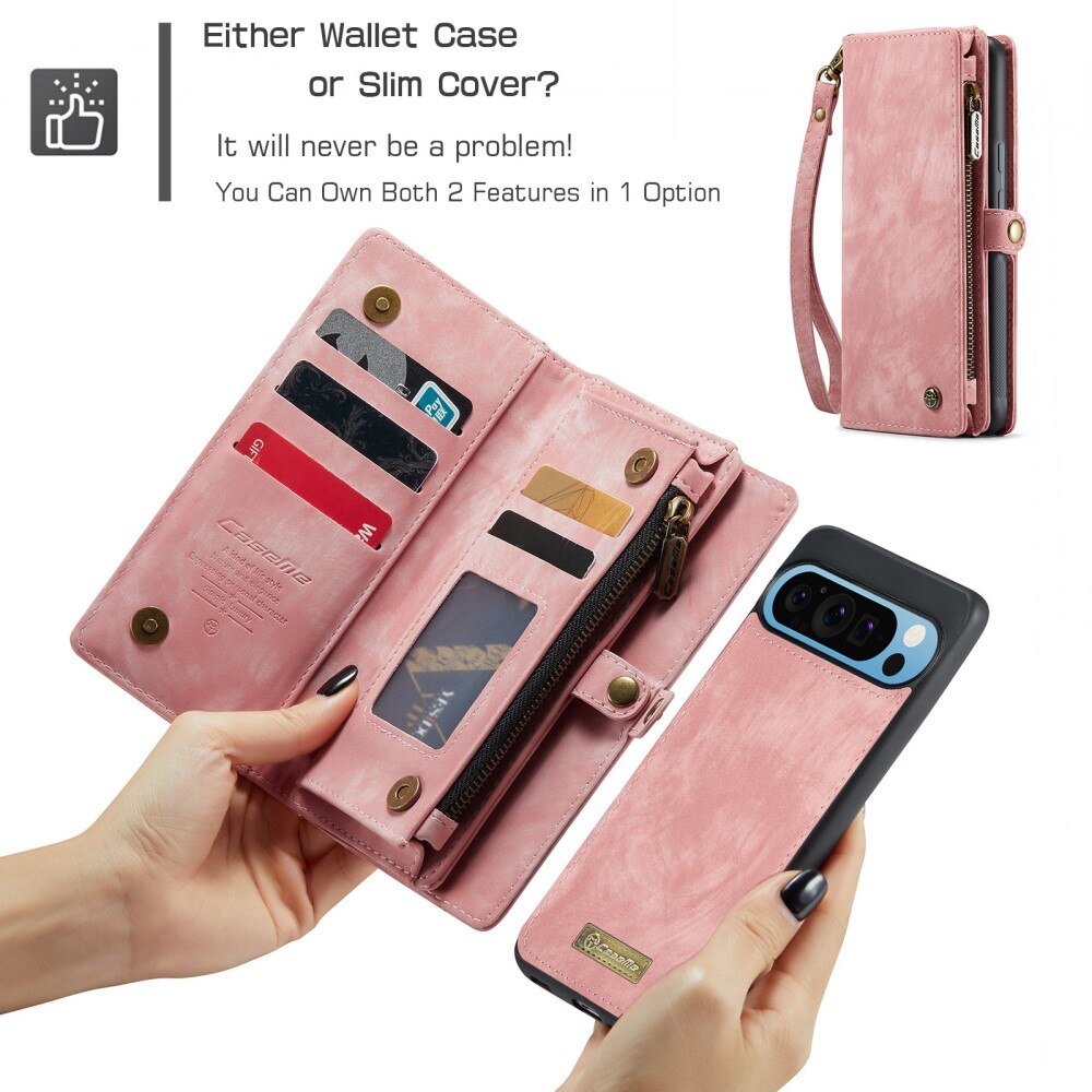 Étui portefeuille multi-cartes Google Pixel 9 Pro XL, Rose
