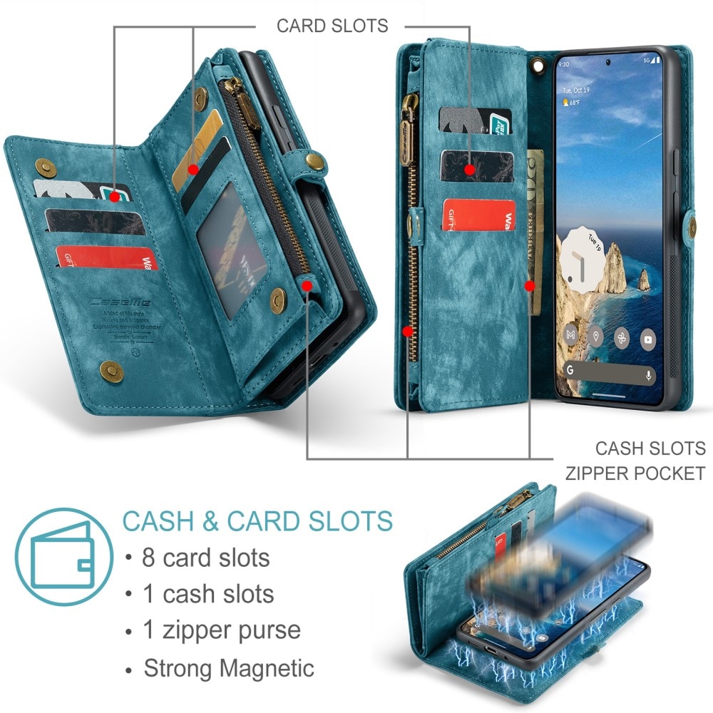 Étui portefeuille multi-cartes Google Pixel 9 Pro XL, Bleu