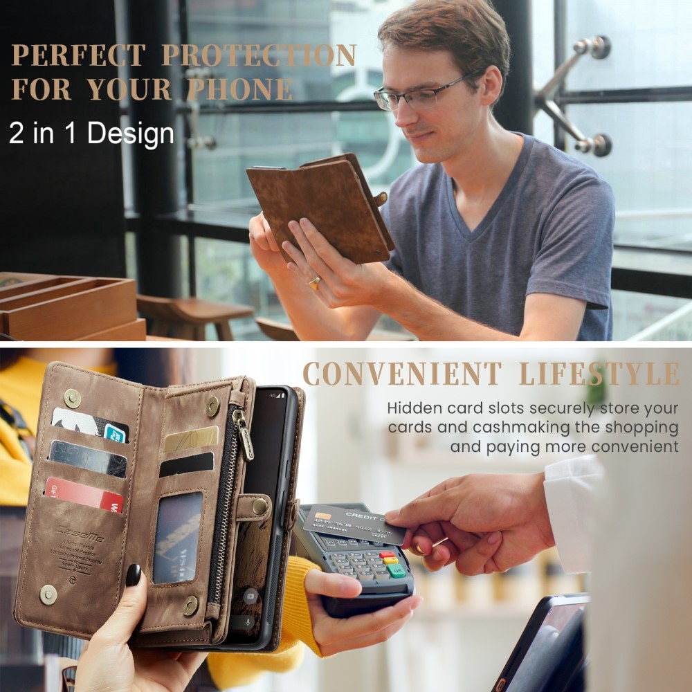 Étui portefeuille multi-cartes Google Pixel 9 Pro XL, Marron