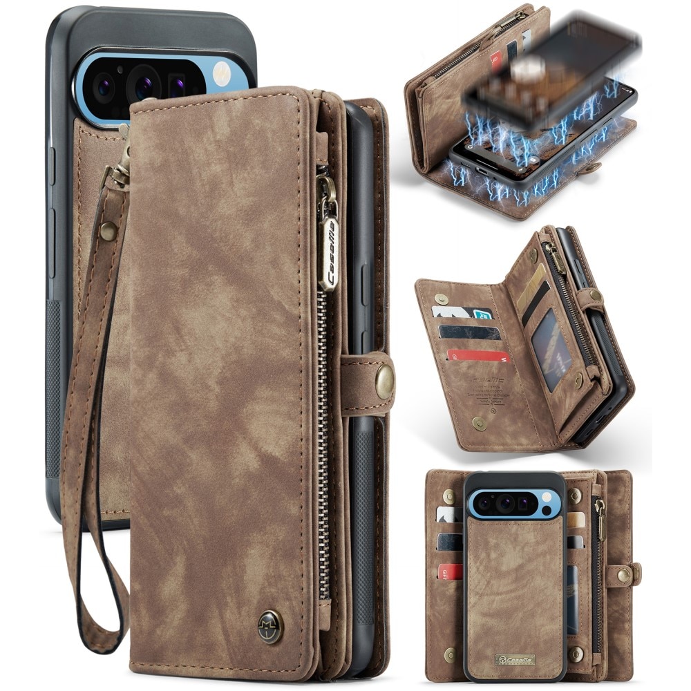 Étui portefeuille multi-cartes Google Pixel 9 Pro XL, Marron