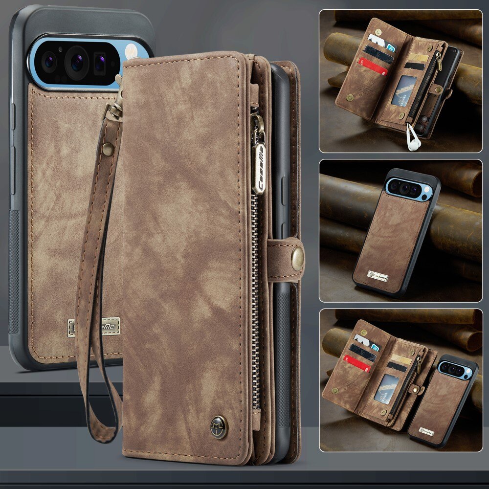 Étui portefeuille multi-cartes Google Pixel 9 Pro XL, Marron