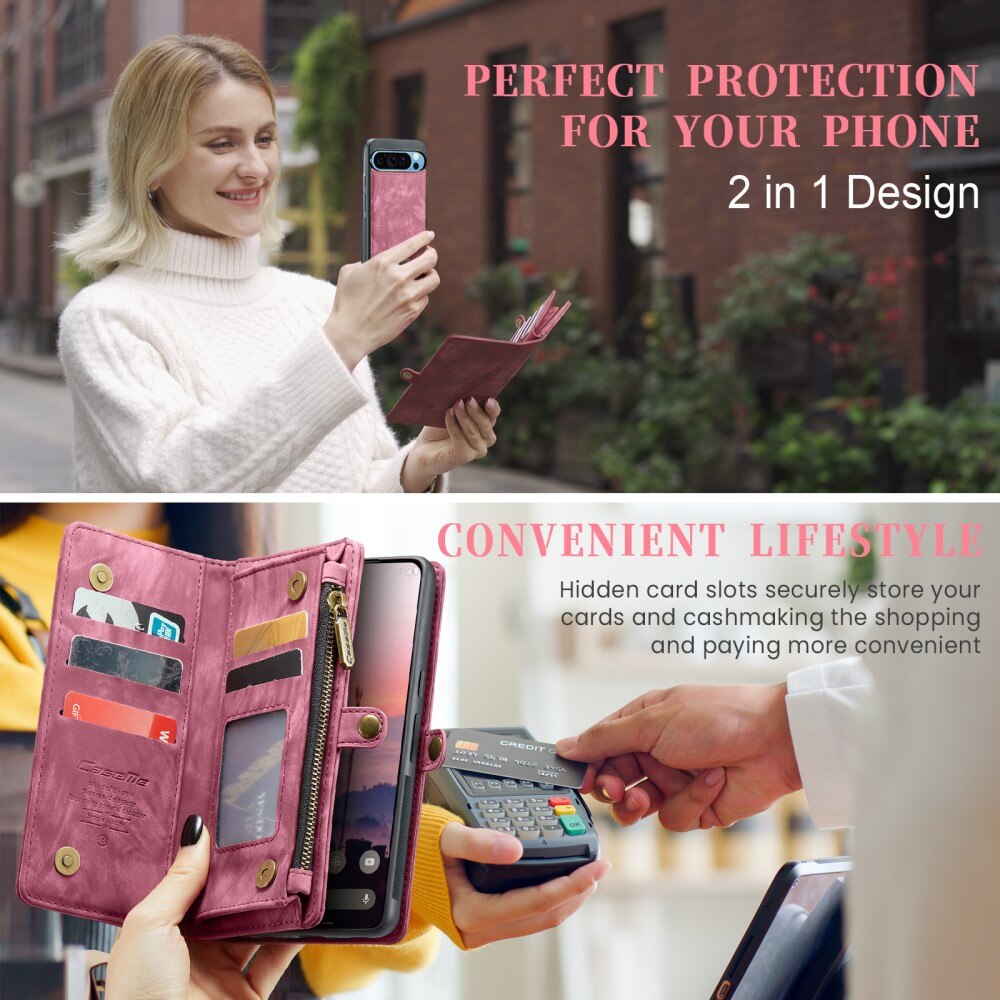 Étui portefeuille multi-cartes Google Pixel 9 Pro XL, Rouge