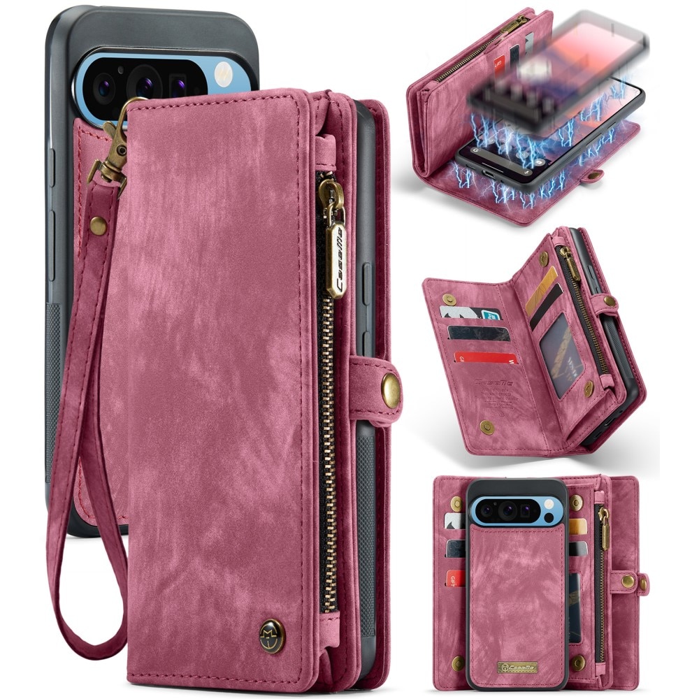Étui portefeuille multi-cartes Google Pixel 9 Pro XL, Rouge