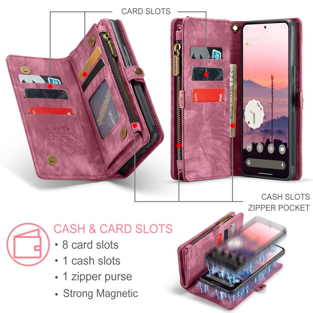 Étui portefeuille multi-cartes Google Pixel 9 Pro XL, Rouge