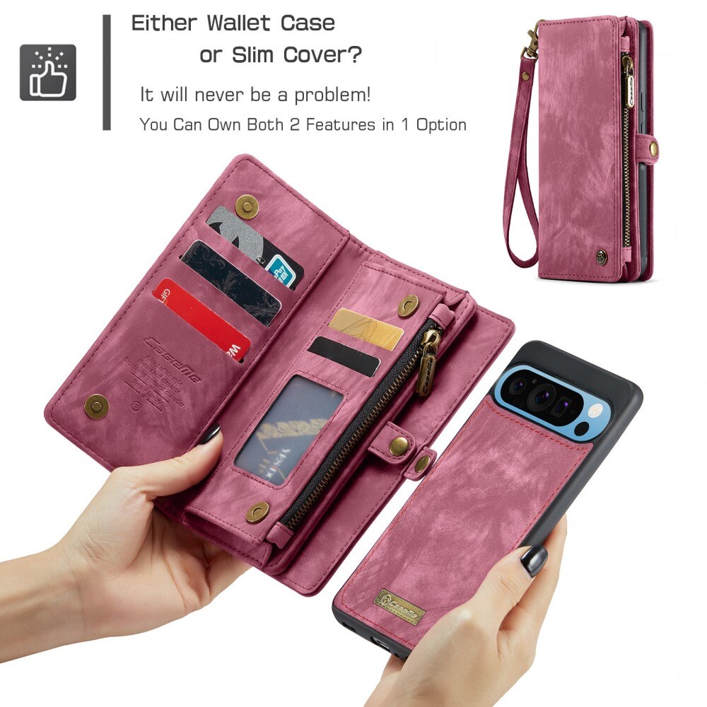 Étui portefeuille multi-cartes Google Pixel 9 Pro XL, Rouge