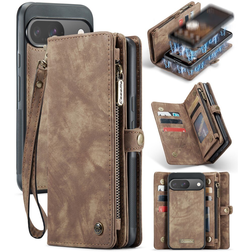 Étui portefeuille multi-cartes Google Pixel 9, Marron