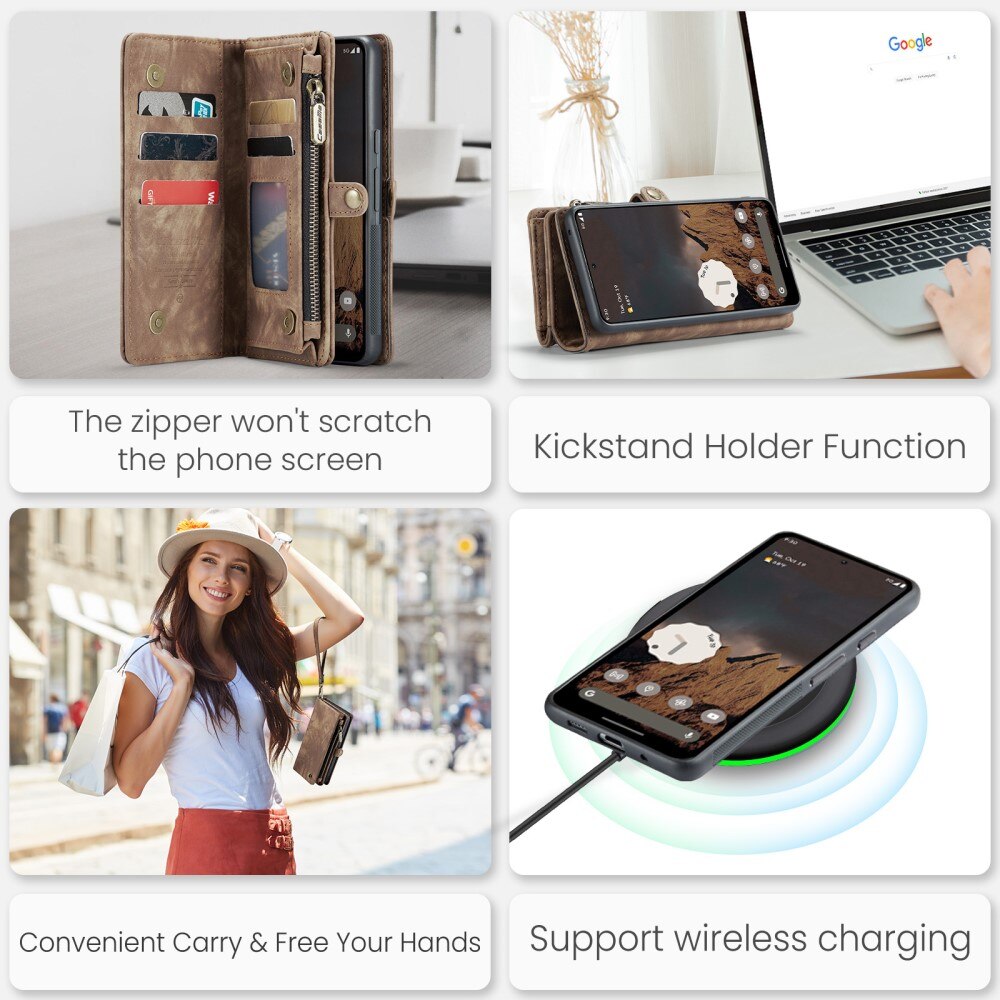Étui portefeuille multi-cartes Google Pixel 9, Marron