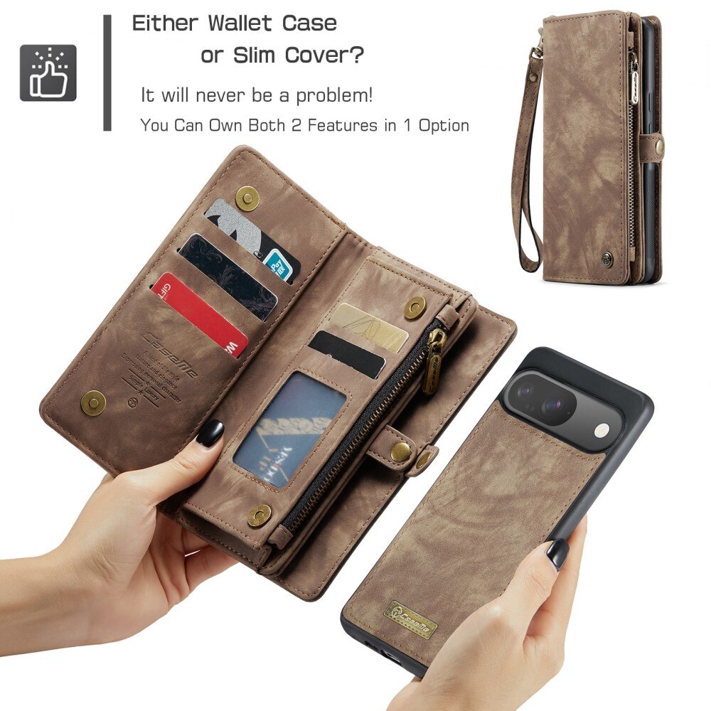 Étui portefeuille multi-cartes Google Pixel 9, Marron