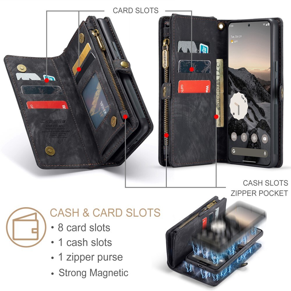 Étui portefeuille multi-cartes Google Pixel 9 Pro, Gris