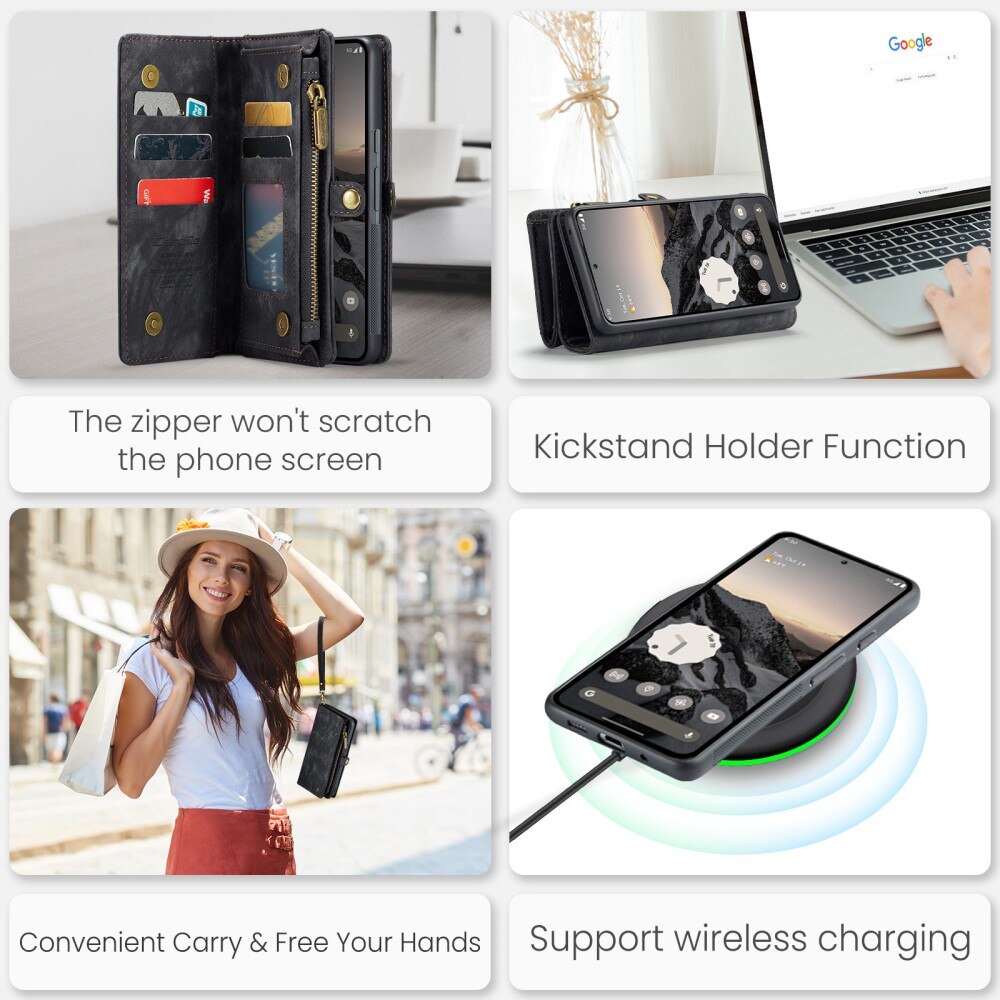 Étui portefeuille multi-cartes Google Pixel 9 Pro, Gris