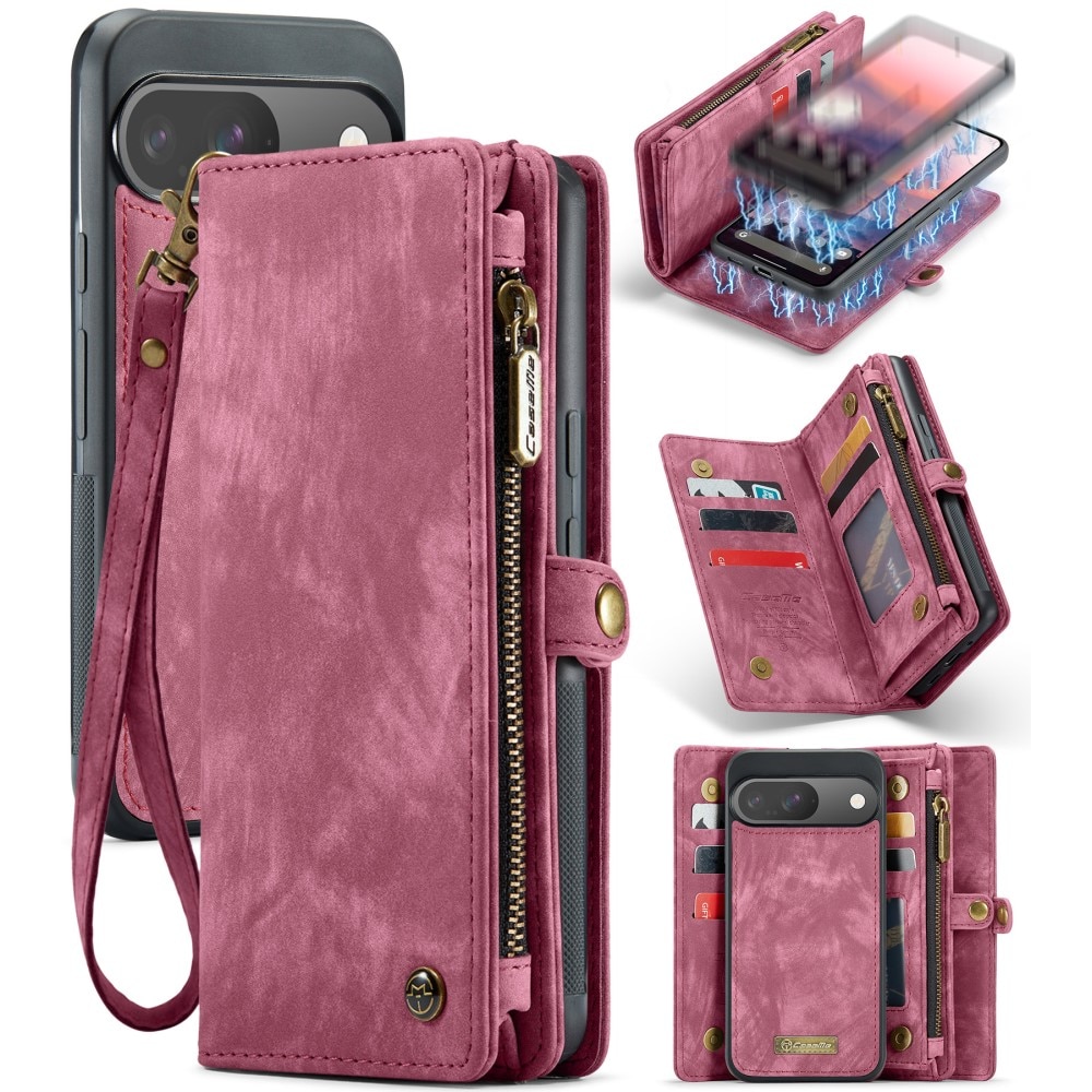 Étui portefeuille multi-cartes Google Pixel 9, Rouge