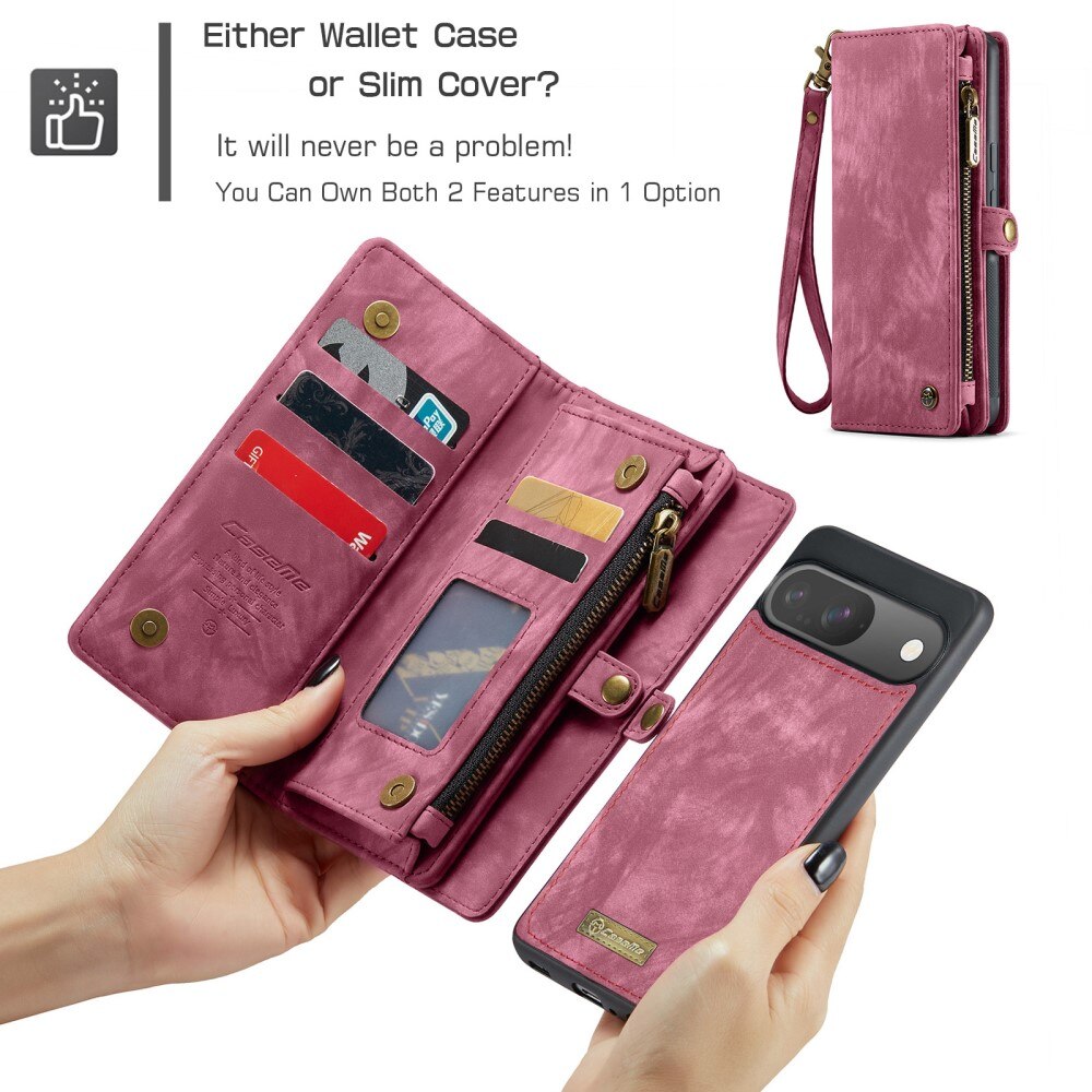 Étui portefeuille multi-cartes Google Pixel 9, Rouge