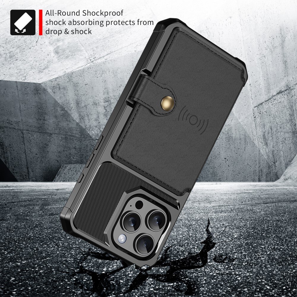Coque porte-cartes Tough Multi-slot iPhone 16 Pro, Noir