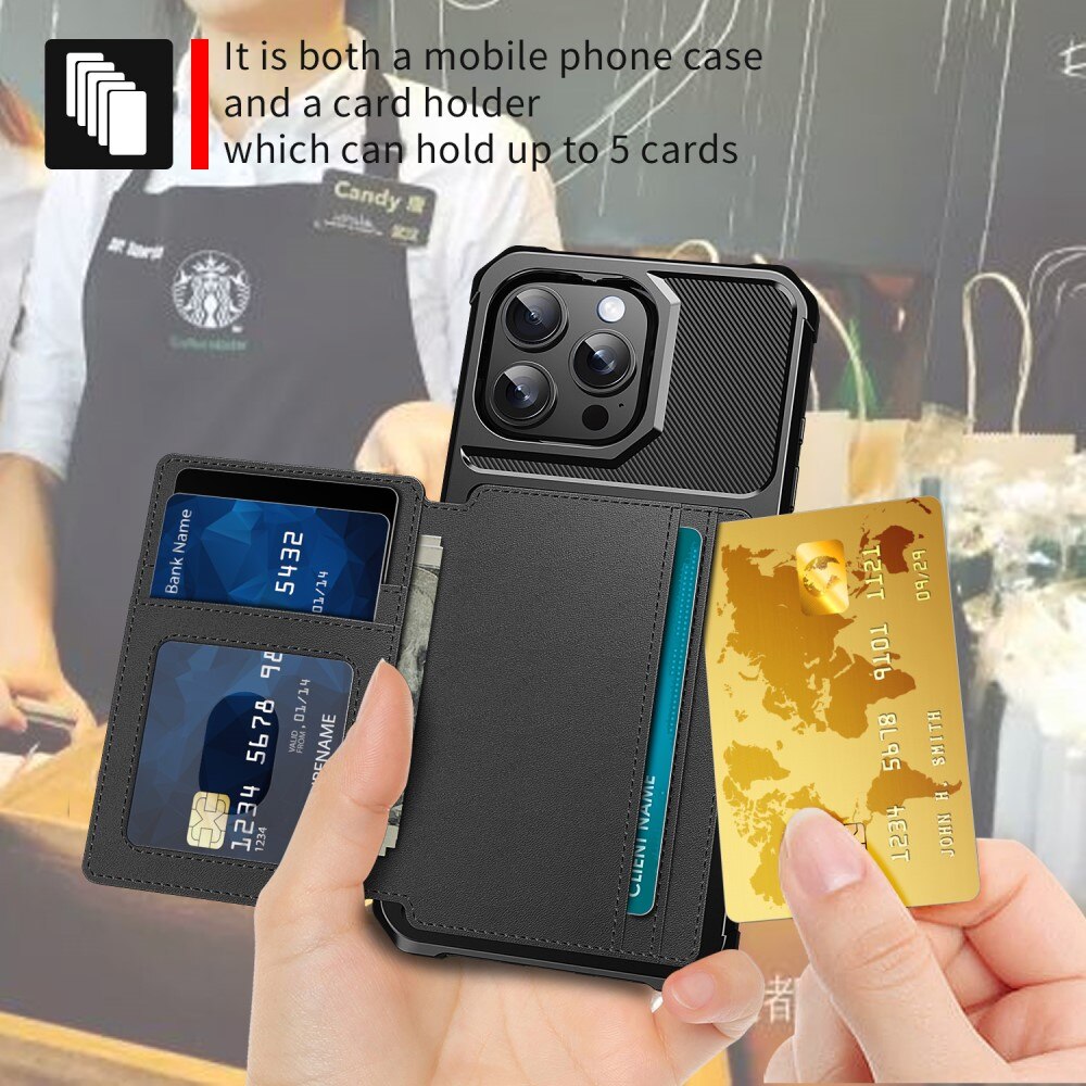 Coque porte-cartes Tough Multi-slot iPhone 16 Pro, Noir