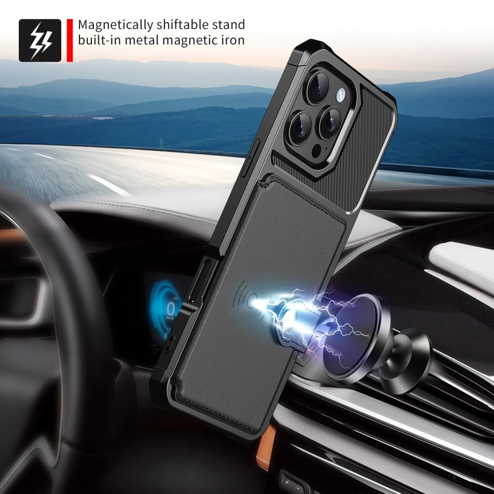 Coque porte-cartes Tough Multi-slot iPhone 16 Pro, Noir