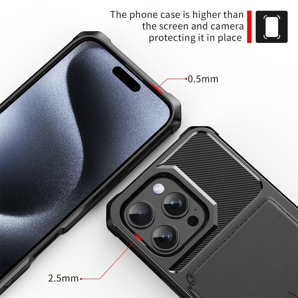Coque porte-cartes Tough Multi-slot iPhone 16 Pro, Noir
