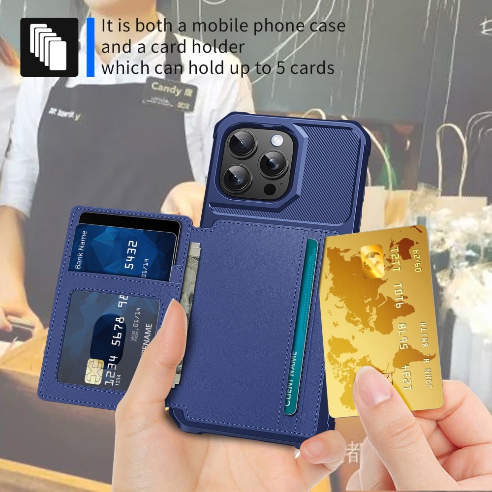 Coque porte-cartes Tough Multi-slot iPhone 16 Pro, Bleu