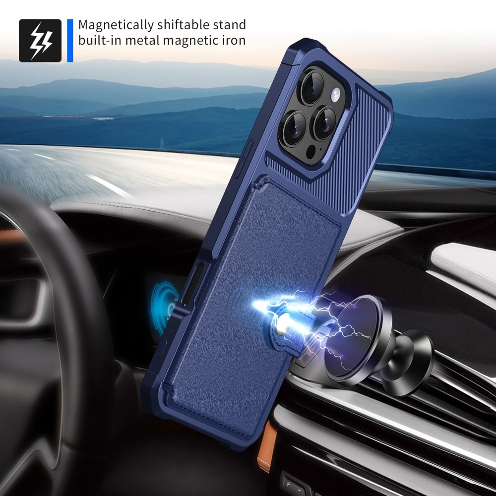 Coque porte-cartes Tough Multi-slot iPhone 16 Pro, Bleu