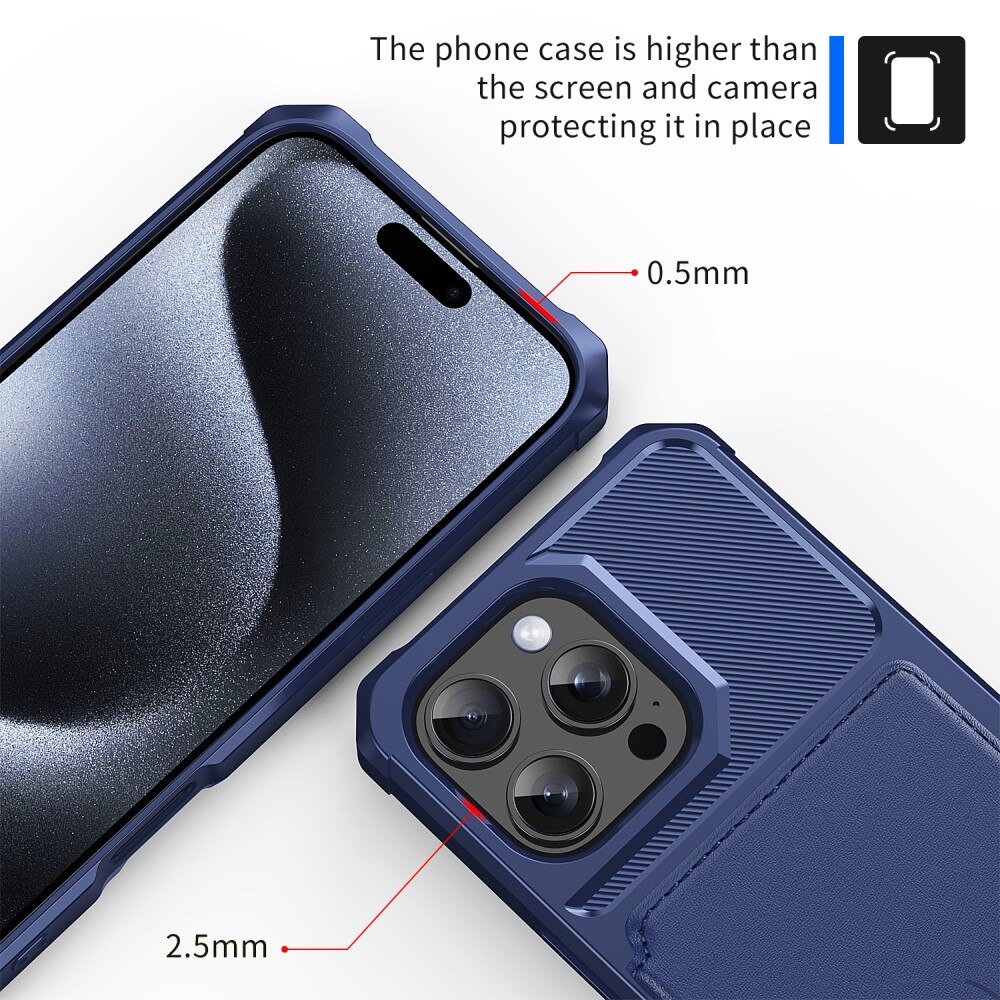 Coque porte-cartes Tough Multi-slot iPhone 16 Pro, Bleu