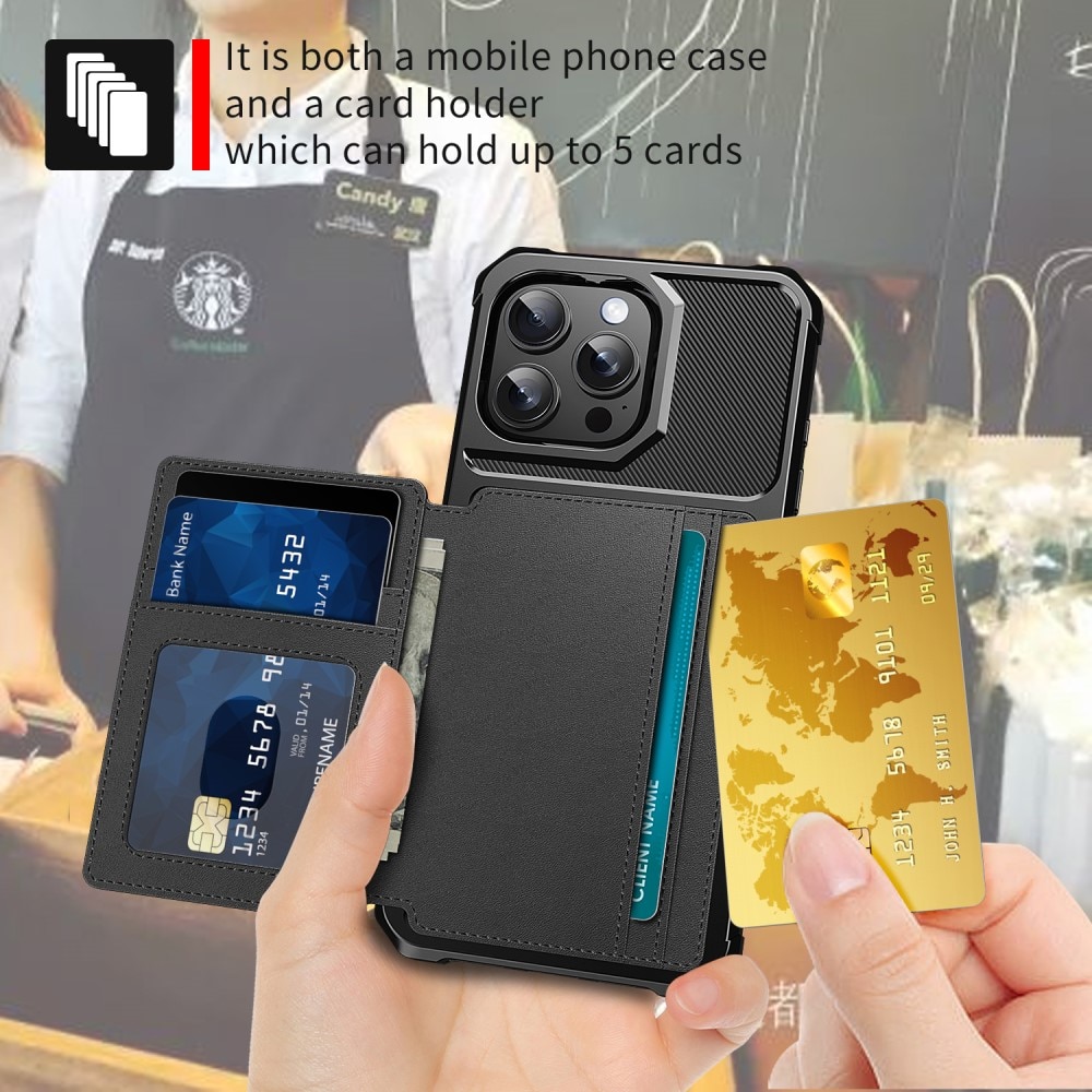 Coque porte-cartes Tough Multi-slot iPhone 16 Pro Max, Noir