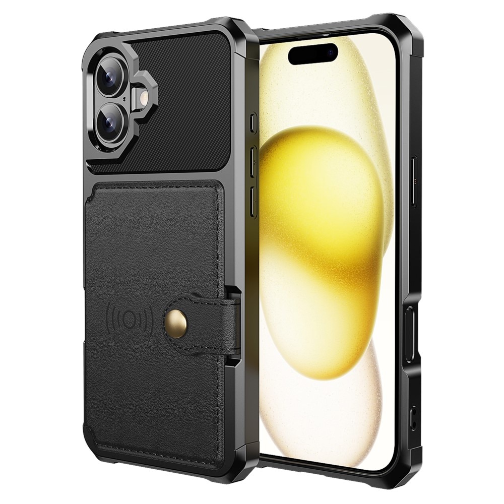 Coque porte-cartes Tough Multi-slot iPhone 16, Noir