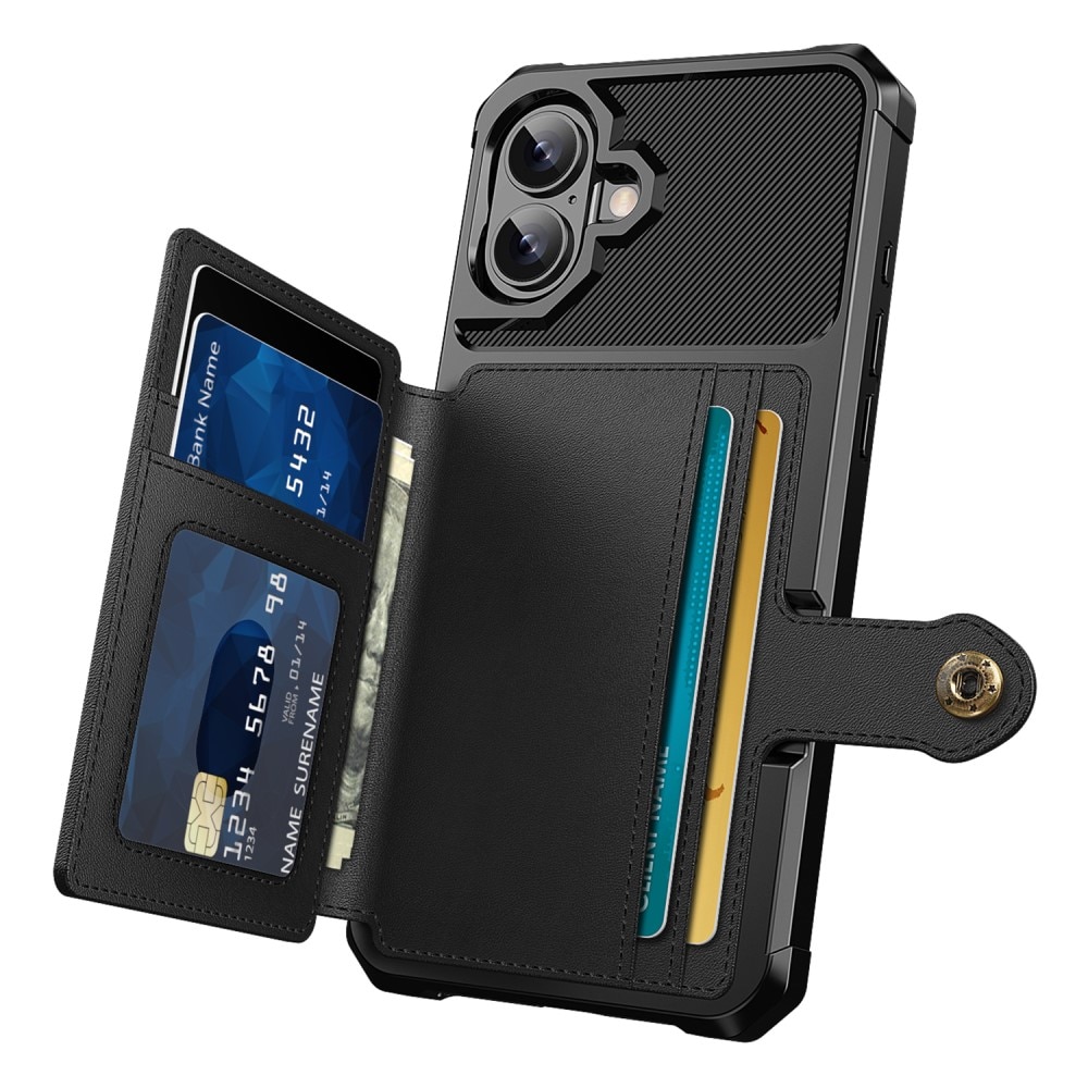 Coque porte-cartes Tough Multi-slot iPhone 16, Noir