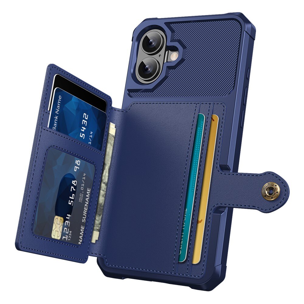 Coque porte-cartes Tough Multi-slot iPhone 16, Bleu