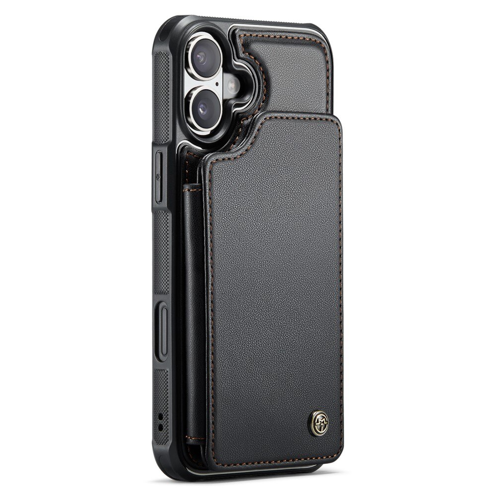 Coque porte-cartes anti-RFID iPhone 16, noir