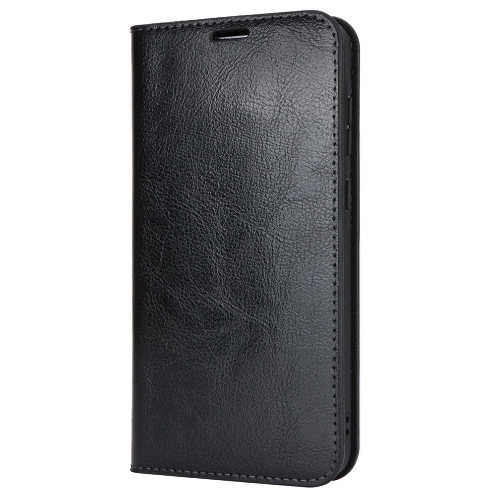 Coque portefeuille en cuir Veritable Samsung Galaxy S24 FE, Noir