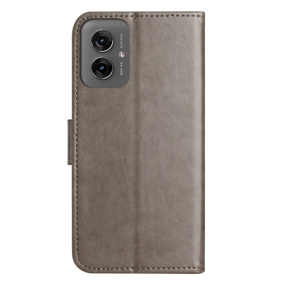 Étui en cuir à papillons pour Motorola Moto G55, Gris