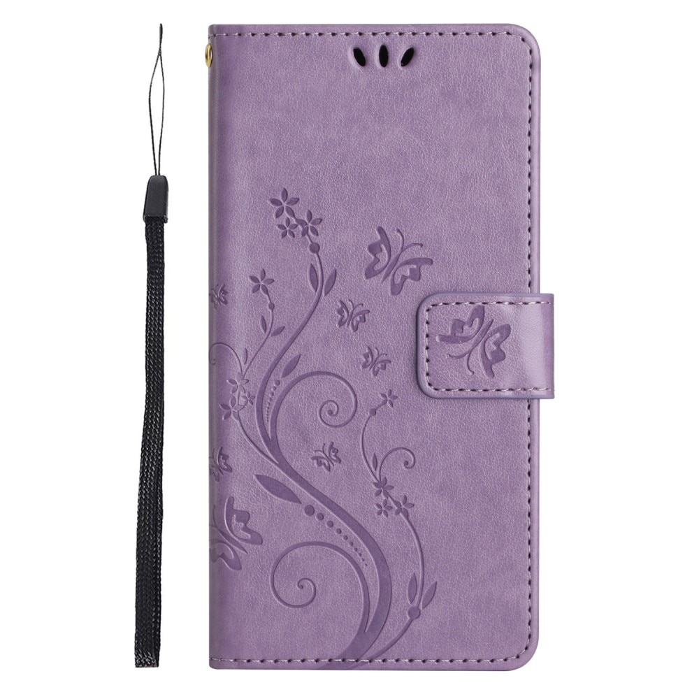Étui en cuir à papillons pour Xiaomi Redmi 14C, Violet