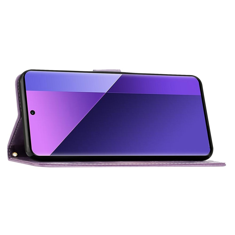 Étui en cuir à papillons pour Motorola Edge 50 Neo, Violet