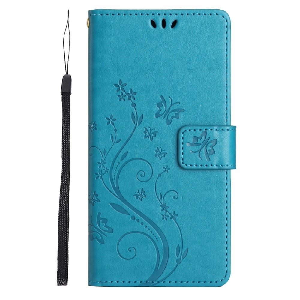 Étui en cuir à papillons pour Motorola ThinkPhone 25, Bleu