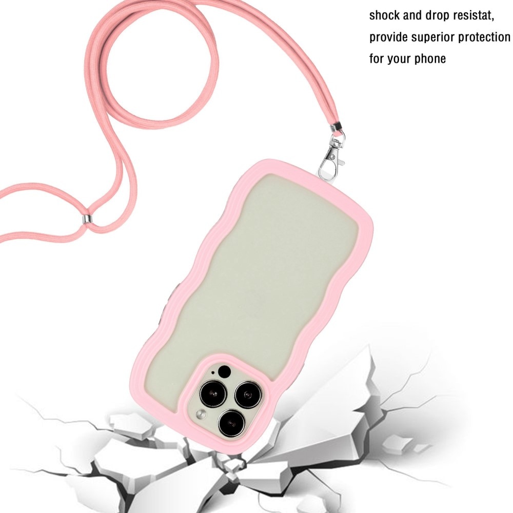 Coque cordon Wavy Edge iPhone 14 Pro, rose