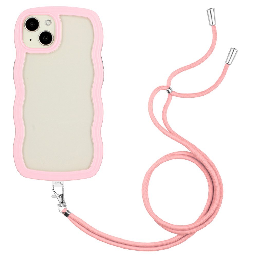 Coque cordon Wavy Edge iPhone 14, rose