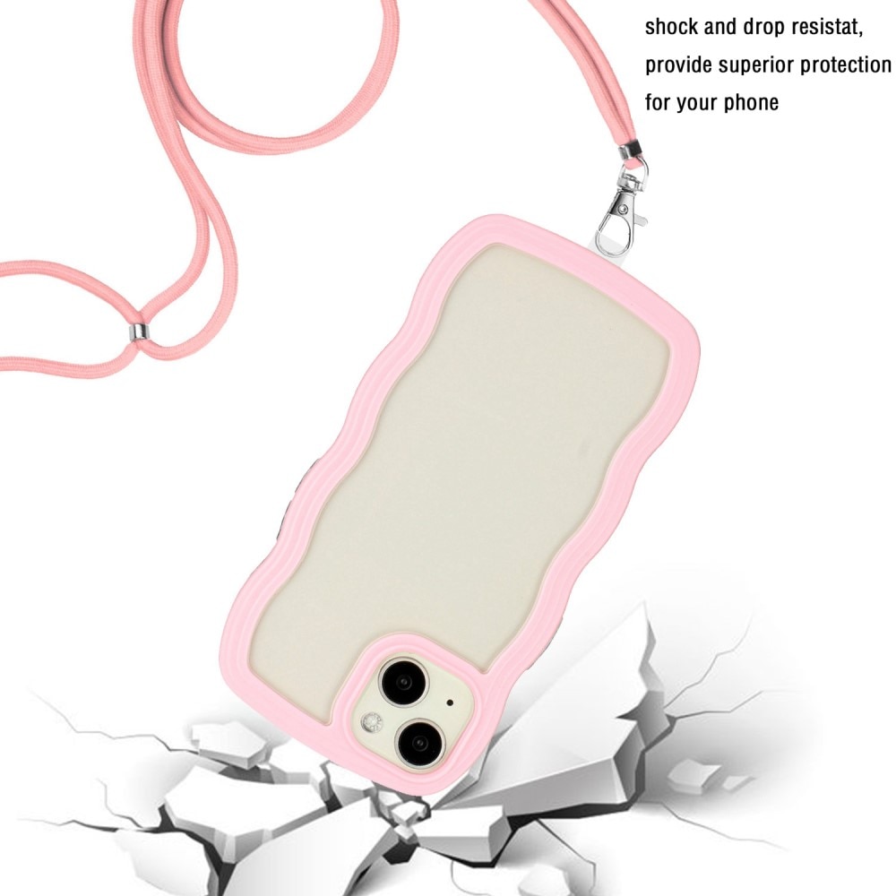 Coque cordon Wavy Edge iPhone 14, rose