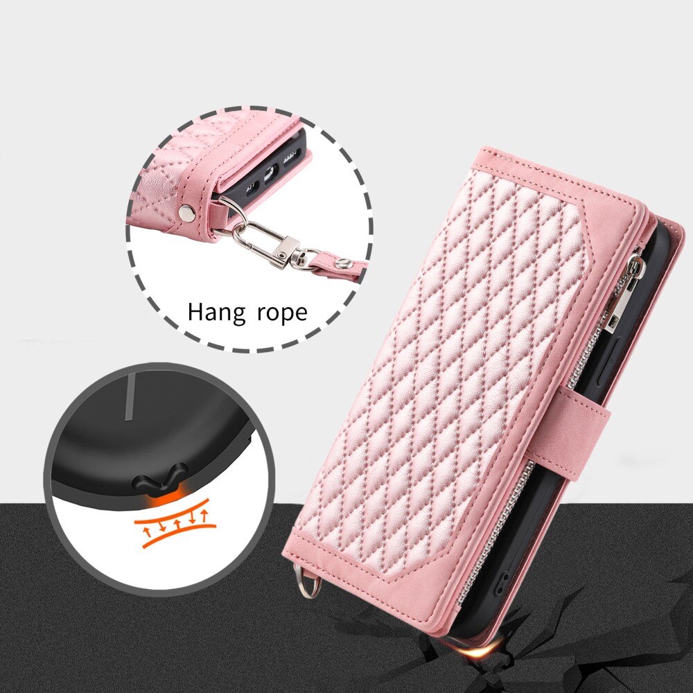 Étui portefeuille matelassée pour Samsung Galaxy S25 Ultra, Rose