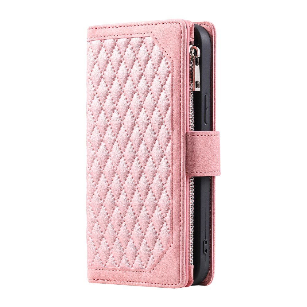 Étui portefeuille matelassée pour Samsung Galaxy S25 Ultra, Rose