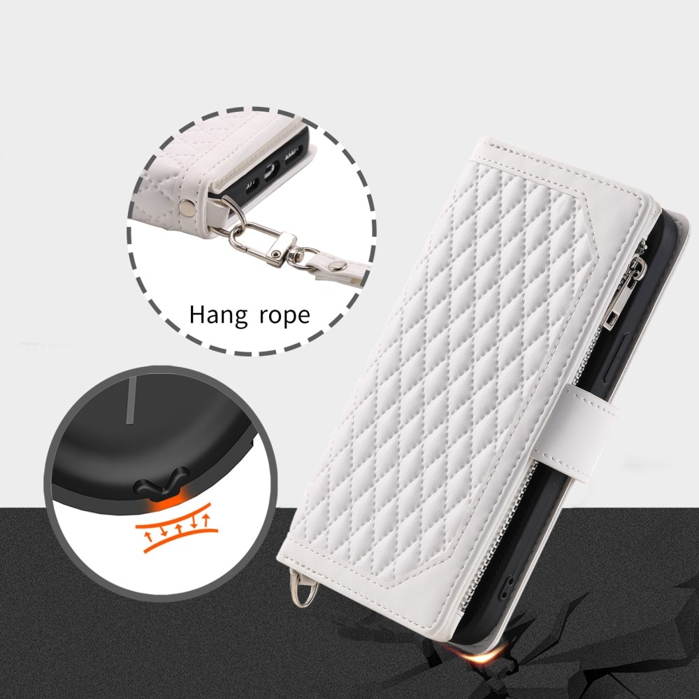 Étui portefeuille matelassée pour Samsung Galaxy S25 Plus, Blanc