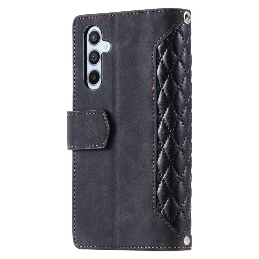 Étui portefeuille matelassée pour Samsung Galaxy S25, Noir