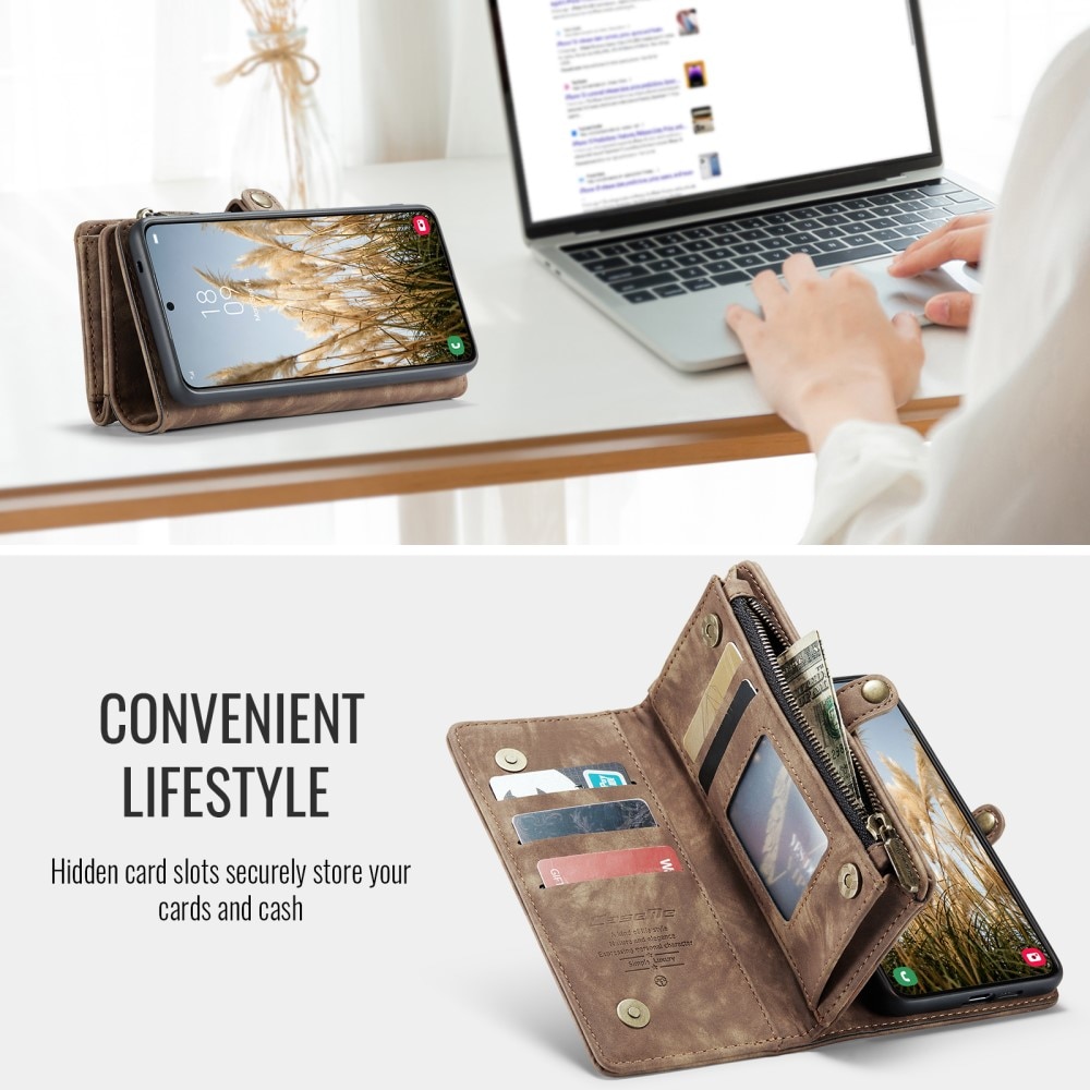 Étui portefeuille multi-cartes Samsung Galaxy S24 FE, Marron