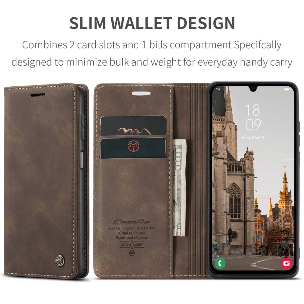 Étui portefeuille mince Samsung Galaxy A16, Marron